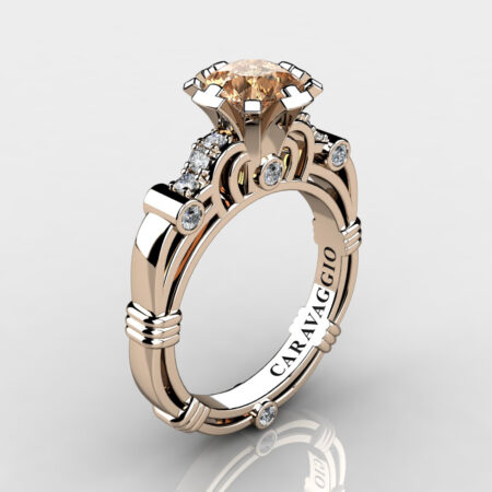 Art-Masters-Caravaggio-14K-Rose-Gold-1-Carat-Champagne-and-White-Diamond-Engagement-Ring-R623-14KRGDCHD