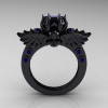 Art-Masters-Winged-Skull-14K-Black-Gold-1-Carat-Black-Diamond-Blue-Sapphire-Engagement-Ring-R613-14KBGBSBD-F
