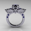 Art-Masters-Winged-Skull-14K-White-Gold-1-Carat-Black-Diamond-Blue-Sapphire-Engagement-Ring-R613-14KWGBSBD-F