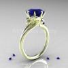 Art Masters 18K Green Gold 3.0 Ct Blue Sapphire Dragon Engagement Ring R601-18KGGBS – Perspective