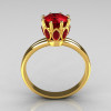 Modern Antique 22K Yellow Gold Marquise and 1.0 CT Round Red Rubies Solitaire Ring R90-22KYGRR-2