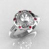 Classic 950 Platinum 0.50 Carat Round SI-2 G-I Diamond Red Garnet Engagement Ring R70-PLATGDRR-2