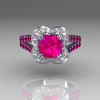 Classic 2011 Trend 10K White Gold 1.0 Carat Pink Sapphire Diamond Celebrity Fashion Engagement Ring R104-10KWGDPS-2