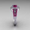 Classic 2011 Trend 10K White Gold 1.0 Carat Pink Sapphire Diamond Celebrity Fashion Engagement Ring R104-10KWGDPS-4
