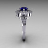 Classic 14K White Gold 1.0 Carat Blue Sapphire Diamond 2011 Trend Engagement Ring R108-14KWGDBS-4