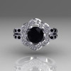 Classic 10K White Gold 1.0 Carat Black and White Diamond 2011 Trend Engagement Ring R108-10KWGDBLDD-2