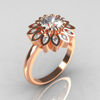 Modern Vintage 18K Rose Gold 1.0 Carat Zirconia Diamond Bridal Ring R113-18KRGDCZ-1