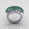 Modern Antique 10K White Gold 0.58 CTW Emerald Designer Ring R126-10WGEM-2