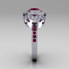 Modern Vintage 14K White Gold 1.0 Carat Rhodolite Garnet Diamond Solitaire Ring R132-14KWGDRG-3