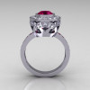 Modern Vintage 14K White Gold 1.0 Carat Rhodolite Garnet Diamond Solitaire Ring R132-14KWGDRG-4