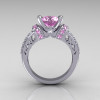 Modern Armenian Classic 14K White Gold 1.5 Carat Light Pink Sapphire Diamond Solitaire Wedding Ring R137-14WGDLPS-3