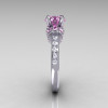 Modern Armenian Classic 14K White Gold 1.5 Carat Light Pink Sapphire Diamond Solitaire Wedding Ring R137-14WGDLPS-4