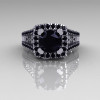 Modern Armenian Vintage 950 Platinum 1.0 Carat Black Diamond Engagement Ring R137-PLATBD-2