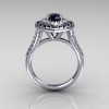 Soleste Style Bridal 14K White Gold 1.0 Carat Marquise Black and White Diamond Engagement Ring R117-14WGDBDD-2