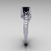 Modern Bridal 950 Platinum 1.0 Carat Black Diamond Solitaire Ring R145-PLATDBD-4