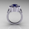 Classic 18K White Gold 1.5 Carat Blue Sapphire Diamond Wedding Ring AR108-18KWGDBSS-3