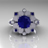 Classic 18K White Gold 1.5 Carat Blue Sapphire Diamond Wedding Ring AR108-18KWGDBSS-4