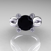 Modern Bridal 18K White Gold 1.5 Carat Black Diamond Solitaire Ring AR110-18KWGDBD-4