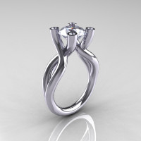 Modern 14K White Gold 2 Carat CZ Diamond Solitaire Ring AR110-14KWGDCZ-1