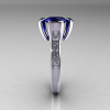 Modern Classic 950 Platinum 1.5 Carat Round and Marquise Blue Sapphire Diamond Solitaire Ring AR121-PLATDBSS-3