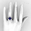 Modern Classic 950 Platinum 1.5 Carat Round and Marquise Blue Sapphire Diamond Solitaire Ring AR121-PLATDBSS-5