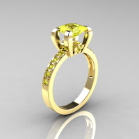 Classic 10K Yellow Gold 1.0 Carat Princess Yellow Diamond Solitaire Engagement Ring AR125-10YGYDD-1