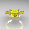 Classic 10K Yellow Gold 1.0 Carat Princess Yellow Diamond Solitaire Engagement Ring AR125-10YGYDD-5