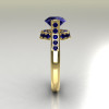 Italian Bridal 18K Yellow Gold 1.5 Carat Blue Sapphire Wedding Ring AR119-18YGBSS-4