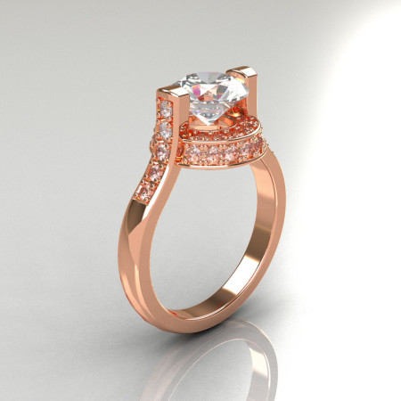 Italian Bridal 10K Pink Gold 1.5 Carat CZ Diamond Wedding Ring AR119-10PGDCZ-1