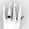 Italian Bridal 10K White Gold 1.5 Carat Blue Sapphire Diamond Wedding Ring AR119-10WGDBS-4