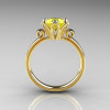 Modern Antique 14K Yellow Gold 1.5 Carat Yellow Topaz Solitaire Engagement Ring AR127-14YGYT-2