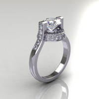 Italian Bridal 950 Platinum 1.5 Carat CZ Diamond Wedding Ring AR119-PLATDCZ-1