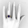 Italian Bridal 18K Yellow Gold 1.5 Carat Blue Sapphire Wedding Ring AR119-18YGBSS-3