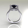Italian Bridal 14K White Gold 1.5 Carat Black and White Diamond Wedding Ring AR119-14WGDBD-2