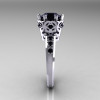 Modern Classic 10K White Gold 1.5 Carat Black Diamond Crown Engagement Ring AR128-14KWGBDD-3