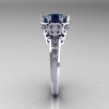 Modern Classic 18K White Gold 1.5 Carat London Blue Sapphire Diamond Crown Engagement Ring AR128-18KWGDLBS-3