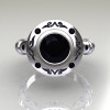 Modern Antique 14K White Gold 1.0 Carat Black Diamond Designer Engagement Ring RR131-14KWGBDD-4