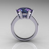 Classic Russian Bridal 18K White Gold 5.0 Carat Alexandrite Solitaire Ring RR133-18KWGAL-2
