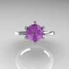 French 14K White Gold 1.5 Carat Lilac Amethyst Designer Solitaire Engagement Ring R151-14KWGLA-5