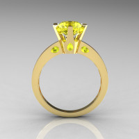 French 10K Yellow Gold 1.5 Carat Yellow Sapphire Designer Solitaire Engagement Ring R151-10KYGYS-1