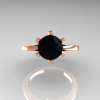 French 10K Rose Gold 1.5 Carat Black Diamond Designer Solitaire Engagement Ring R151-10KRGBD-5