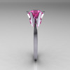 French 14K White Gold 1.5 Carat Pink Sapphire Designer Solitaire Engagement Ring R151-14KWGPS-3