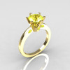 French 10K Yellow Gold 1.5 Carat Yellow Sapphire Designer Solitaire Engagement Ring R151-10KYGYS-2