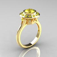 Classic 10K Yellow Gold 1.0 Carat Yellow Topaz Bridal Engagement Ring R400-10KYGYTT-1