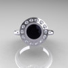 Classic 950 Platinum 1.0 Carat Black and White Diamond Bridal Engagement Ring R400-PLATDBD-4