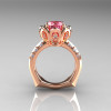 Classic 10K Rose Gold 3.0 Carat Pink Topaz Diamond Greek Galatea Bridal Wedding Ring AR114-10KRGDPT-2