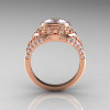 Modern Victorian 14K Rose Gold 1.16 Carat Oval Zircon 0.24 CTW Diamond Bridal Ring R158-14KRGDZ-2