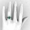 Classic 950 Platinum 1.0 Carat Oval Emerald Flower Leaf Engagement Ring R159O-PLATEM-5