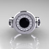 Modern 14K White Gold 1.0 Carat Black Diamond Designer Engagement Ring R163-14KWGDBD-3