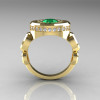 Modern 10K Yellow Gold 1.0 Carat Emerald Diamond Designer Engagement Ring R163-10KYGDEM-2